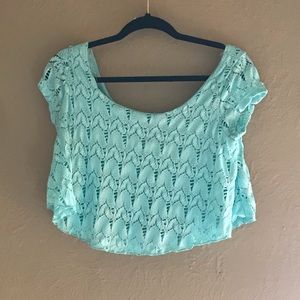 Lace Crop-Top, Baby Blue